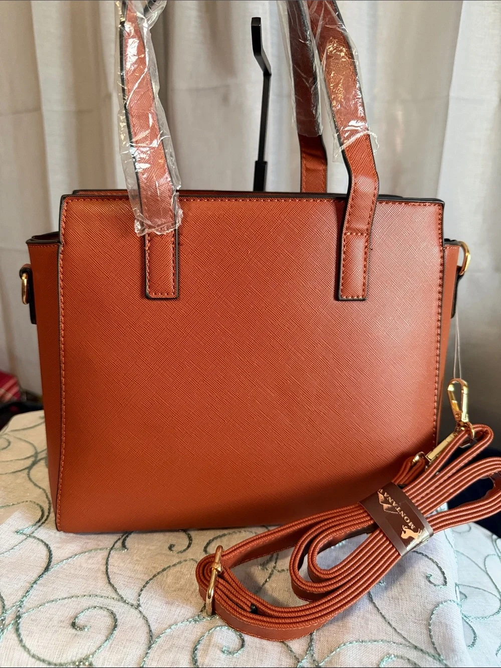 Montana West Women's Satchel Bag — Rust Brown with Gold Hardware